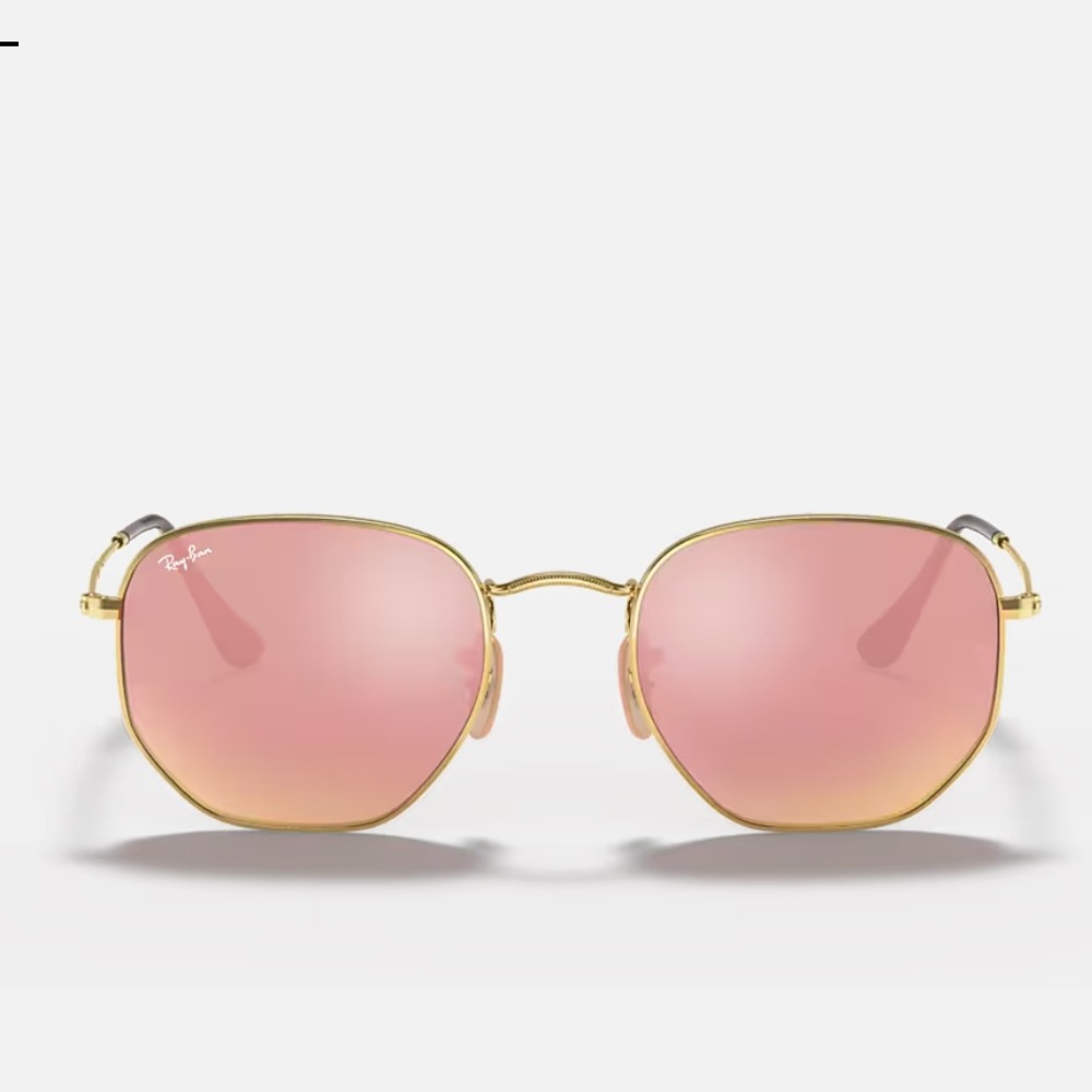 Ray-Ban RB3548N Hexagonal Rose Gold and Pink Sunglasses